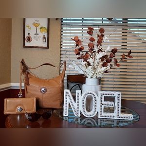 Brighton Asher Camel Acorn Collection Shoulder Bag and Wallet Set.